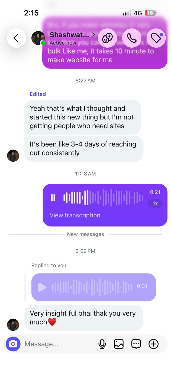 Client got clarity from a voice note